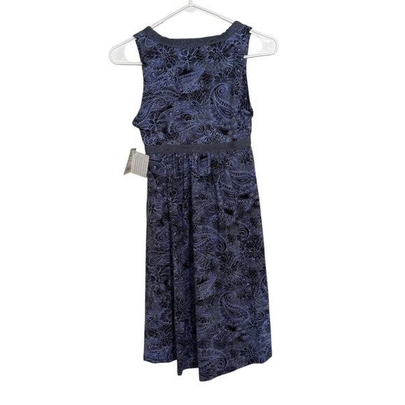 Athleta Dress Nearly Knottical Navy Blue Paisley Sleevless Athletic size XXS - Picture 7 of 9
